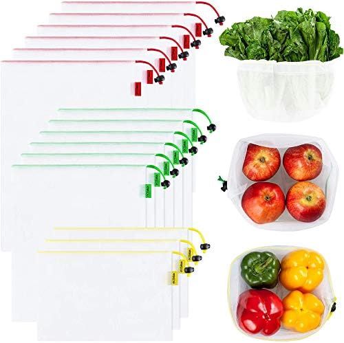 Ecowaare Set of 15 Reusable Mesh Produce Bags - Eco-Friendly - Washable and See-Through - with Co... | Amazon (US)