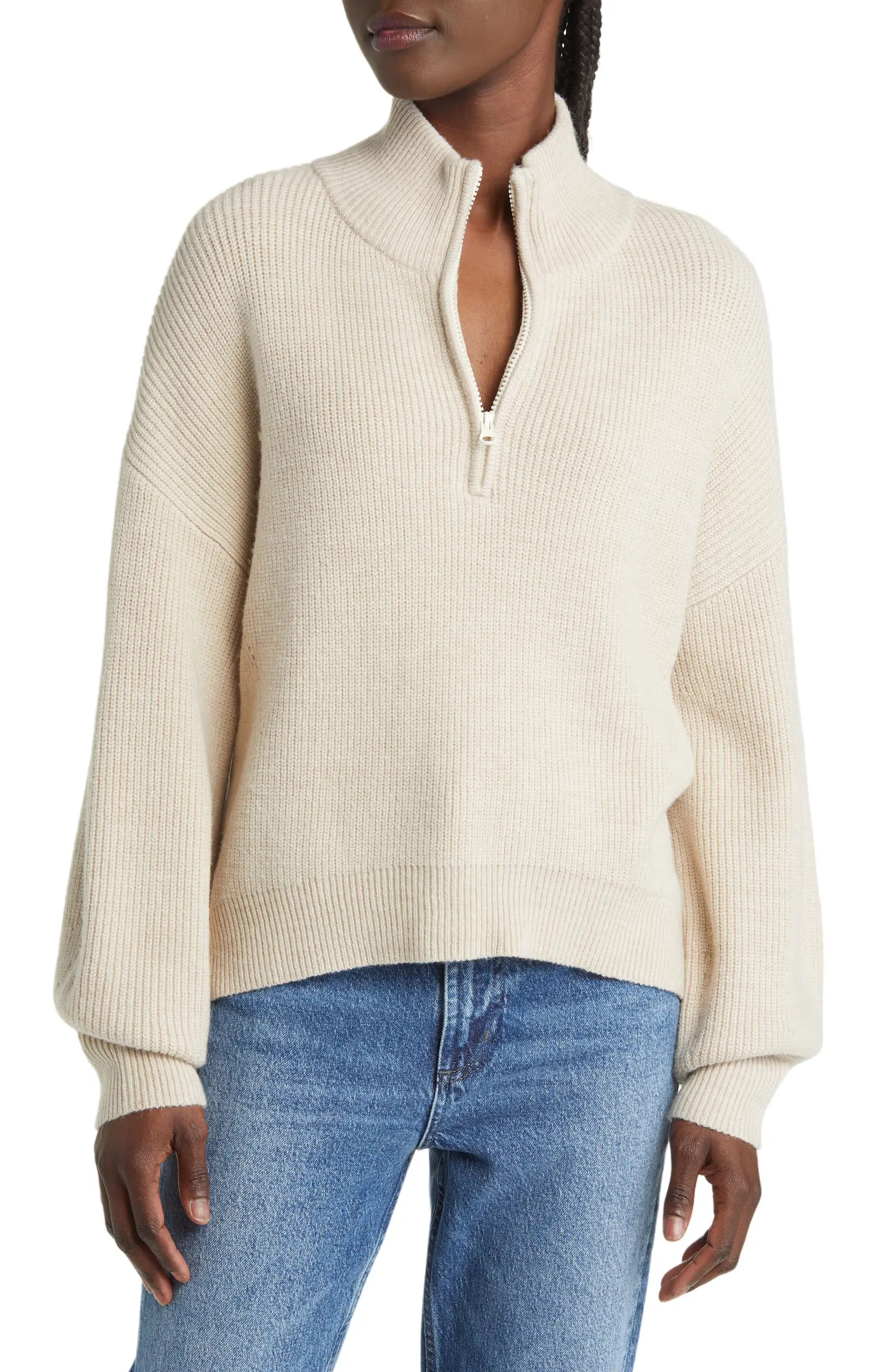Babysoft Blouson Sleeve Half Zip Sweater | Nordstrom