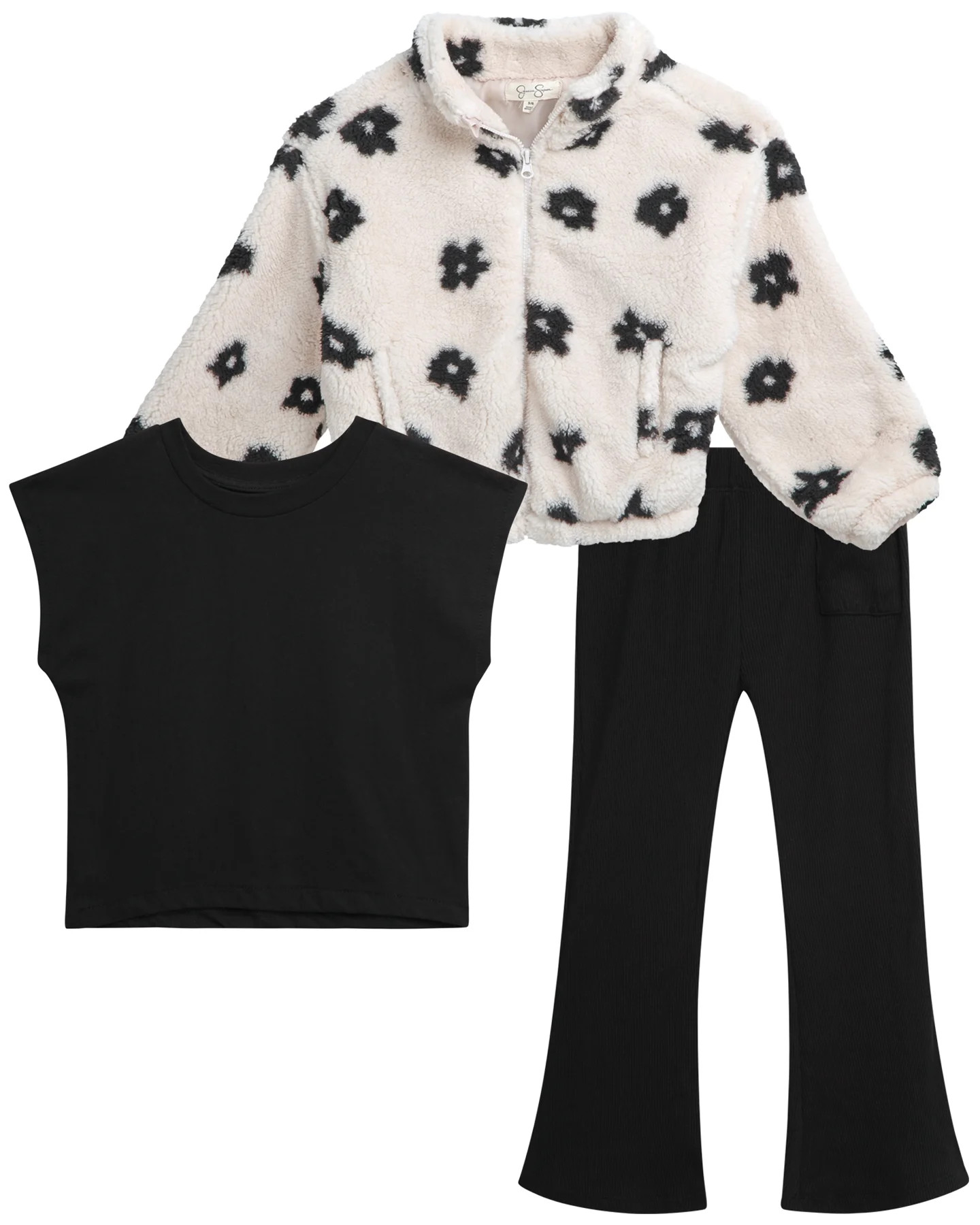 Jessica Simpson Girls Long Sleeve Sherpa & Pant Outfit Set, 3-Piece, Sizes 4-8 | Walmart (US)