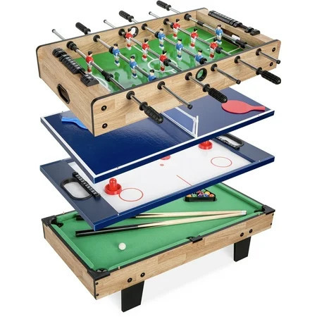Best Choice Products 4-in-1 Multi Game Table, Childrens Arcade Set w/ Pool Billiards, Air Hockey, Foosball - Natural | Walmart (US)