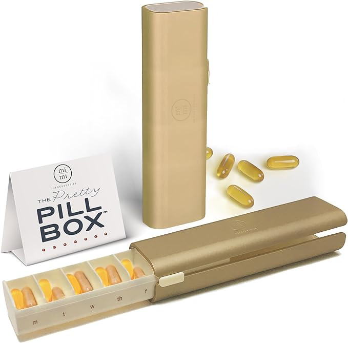 Pretty Pill Box Set - Stylish, Compact Daily Pill Organizer, Medication Pill Case, Pill Container... | Amazon (US)