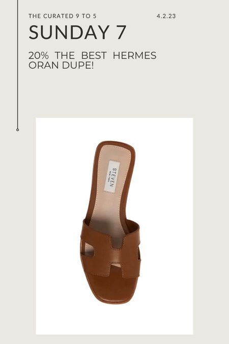 The leather sandals for warmer weather! The most beautiful color and best dupe for the Hermes Oran sandals. Steve Madden sandal. Under $60!

#LTKshoecrush #LTKSeasonal #LTKunder100