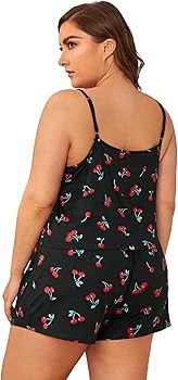 Floerns Women's Plus Size Cherry Print Cami Top and Shorts Pajama Sets | Amazon (US)
