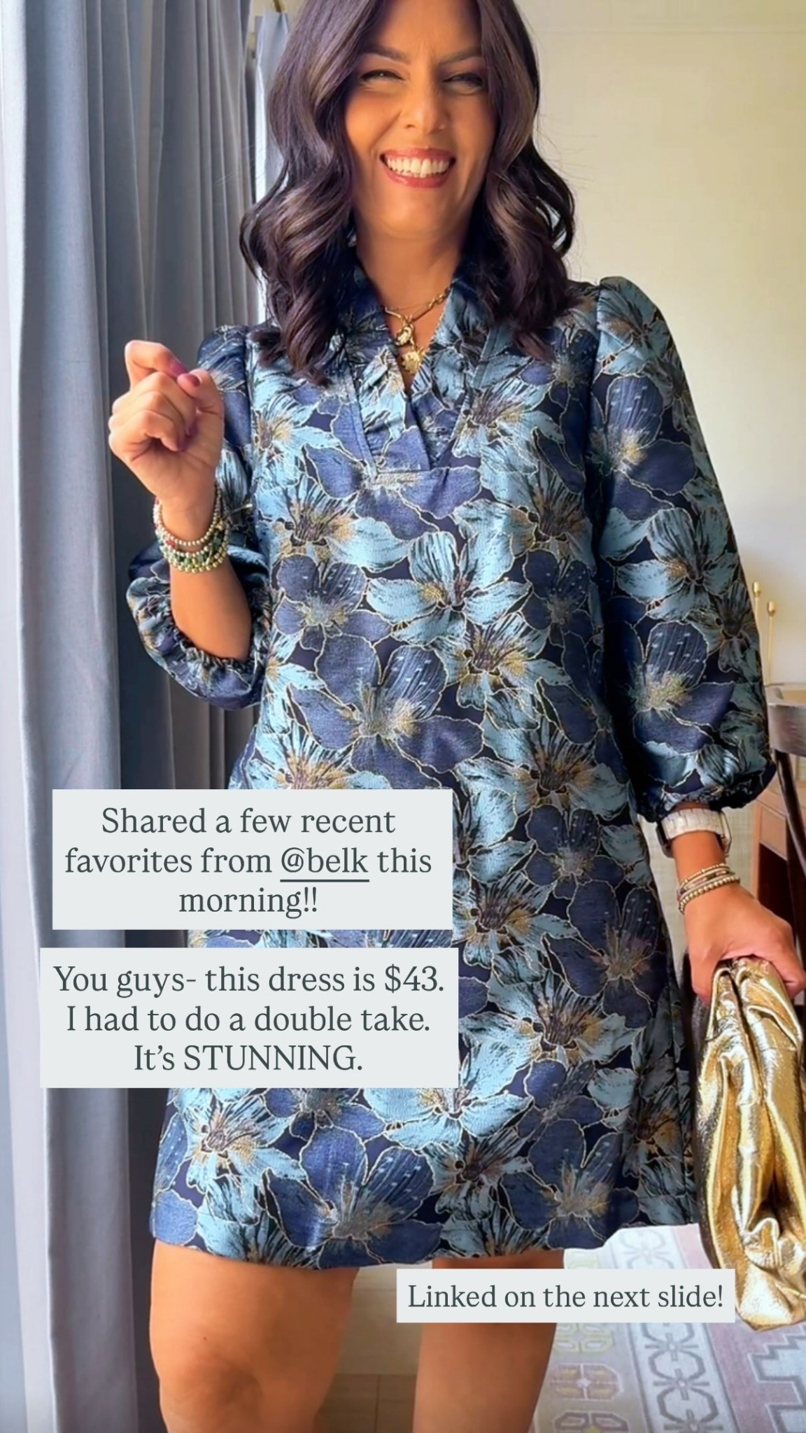 Shared a few recent favorites from @belk this morning!!

You guys- this dress is $43. 
I had to do a double take. 
It’s STUNNING.  Linked on the next slide!