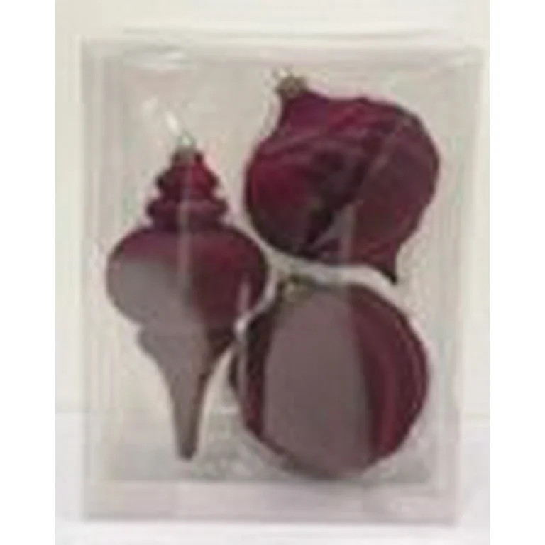 3 Count Red Flocked Christmas Ornaments, by My Texas House - Walmart.com | Walmart (US)