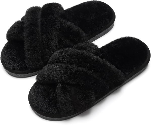 Evshine Memory Foam Fuzzy House Slippers for Women | Amazon (US)