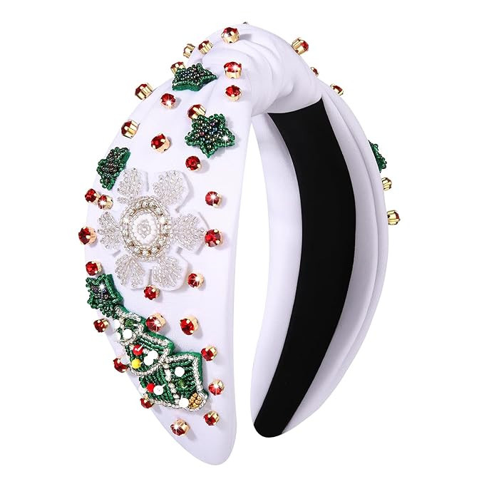 boderier Christmas Headbands for Women Beaded Christmas Tree Snowflake Headband Jeweled Crystal E... | Amazon (US)