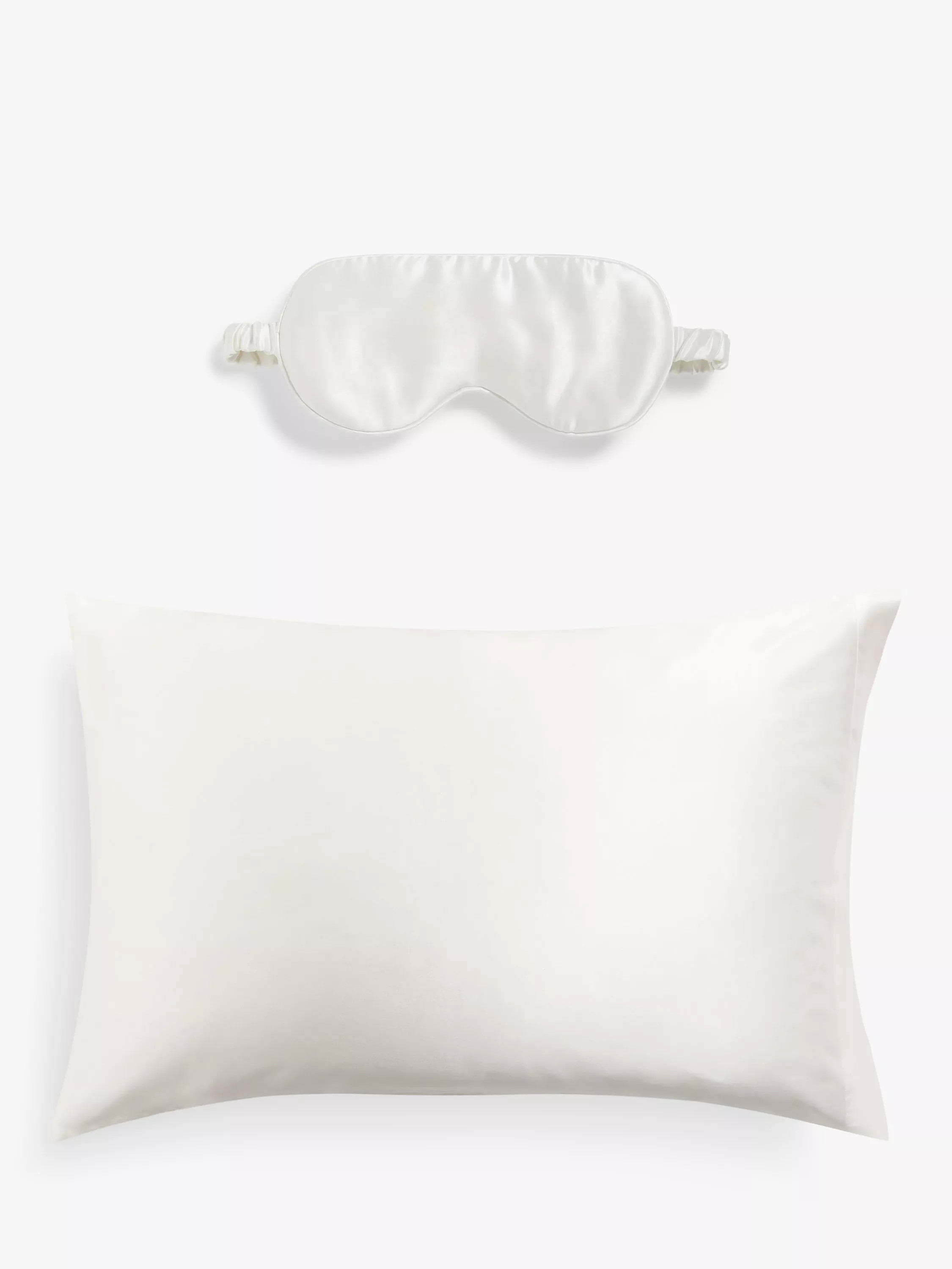 John Lewis Organic Mulberry Eye Mask and Silk Standard Pillowcase, White | John Lewis (UK)