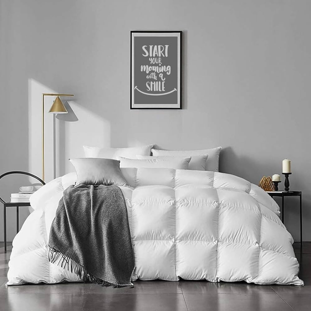 APSMILE Oversized King Goose Feather Down Comforter - Ultra Soft All Seasons 100% Organic Cotton ... | Amazon (US)