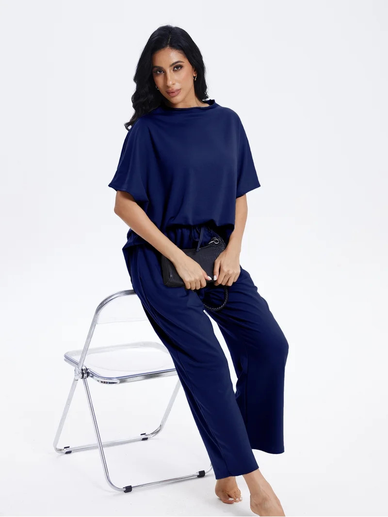 MINTREUS Two Piece Sets for Women Batwing Sleeves Lounge Sets Summer Spring Vacation Outfits with... | Walmart (US)
