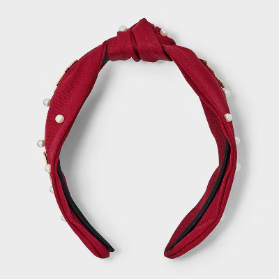 Sports Helmet Game Day Embellished Top Knot Headband - Universal Thread™ Red | Target