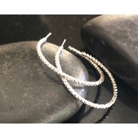 sterling Silver Sparkly Hoop Earrings, Post Silver Hoops, Post Back Earrings, Minimalist Jewelry, Ea | Etsy (US)