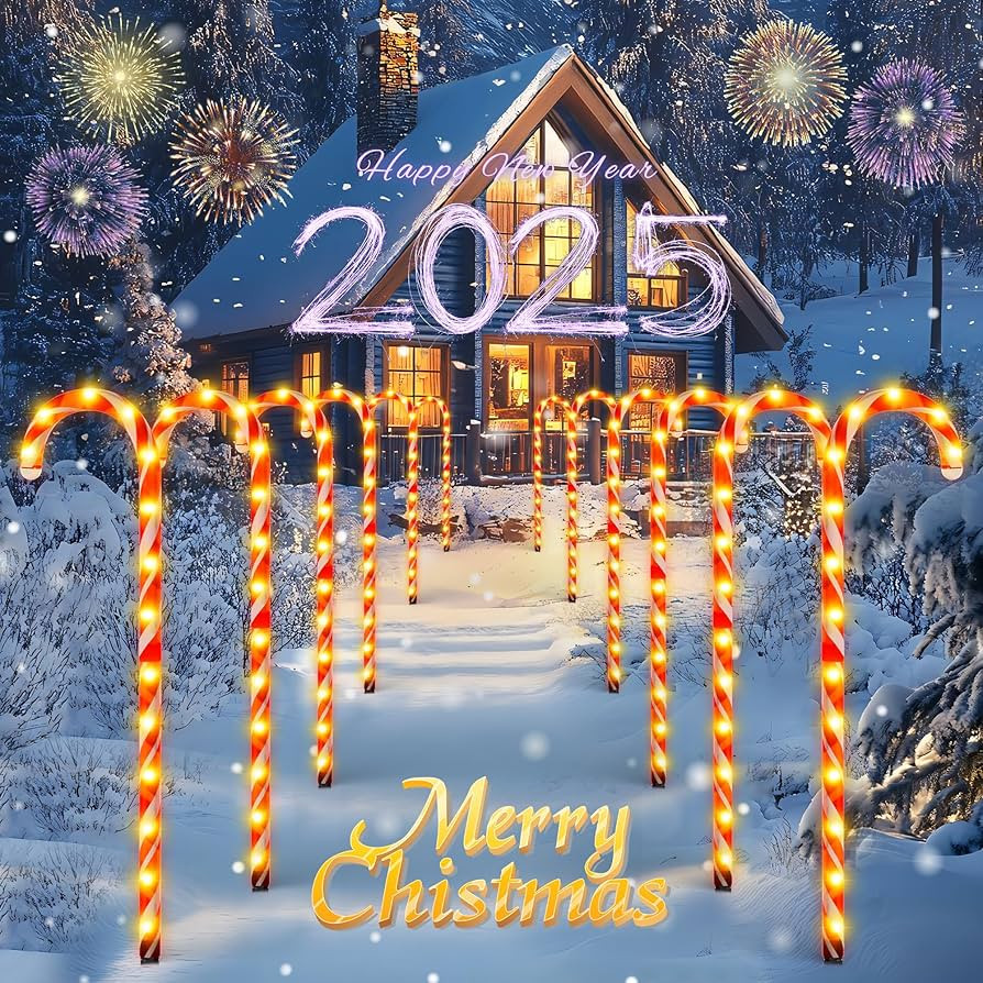 COOLWUFAN 40" Candy Cane Lights for Outdoor Christmas Decorations, Set of 12 Pack Extra-Large Can... | Amazon (US)