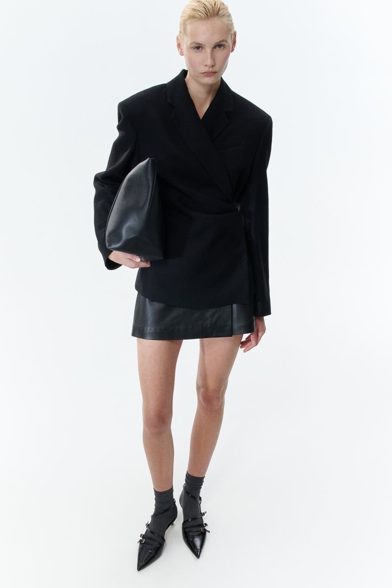 Wool wrapover blazer - Black - Ladies | H&M GB | H&M (UK, MY, IN, SG, PH, TW, HK)