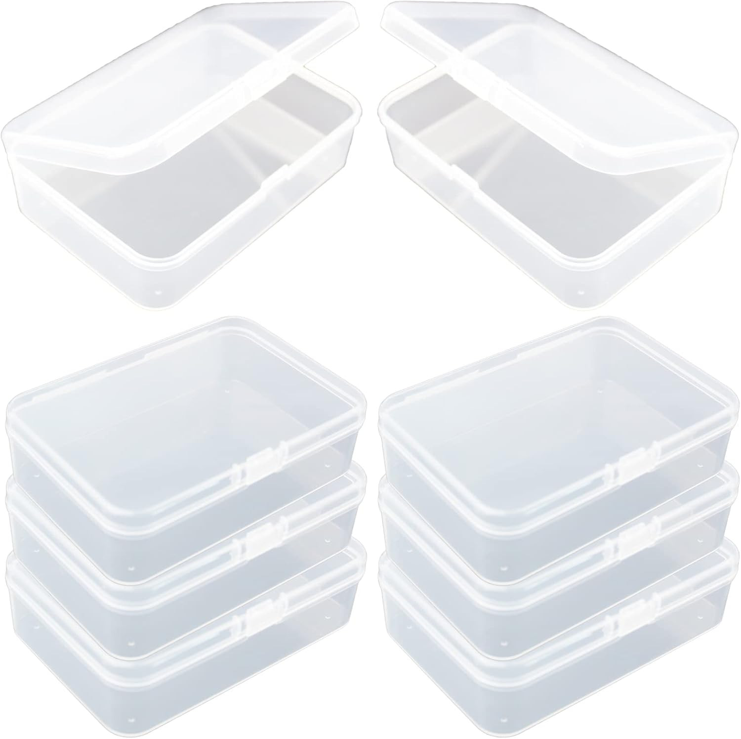 Thintinick 8 Pack Rectangular Clear Plastic Storage Containers Box with Hinged Lid for Beads and ... | Amazon (US)