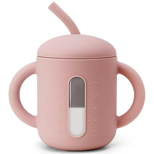 SAMiGO Silicone Sippy Cup, Baby Straw Cup for 6 12 18 Months, Sippy Cup with Straw for Toddlers 1-3 Years, Baby Water Cup for Drinking and Training, 6 oz | Amazon (US)