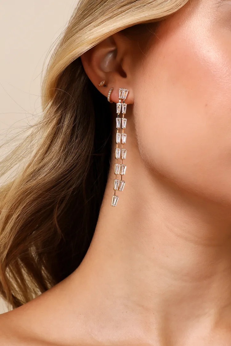 Mesmerizing Vision Gold Rhinestone Drop Earrings | Lulus