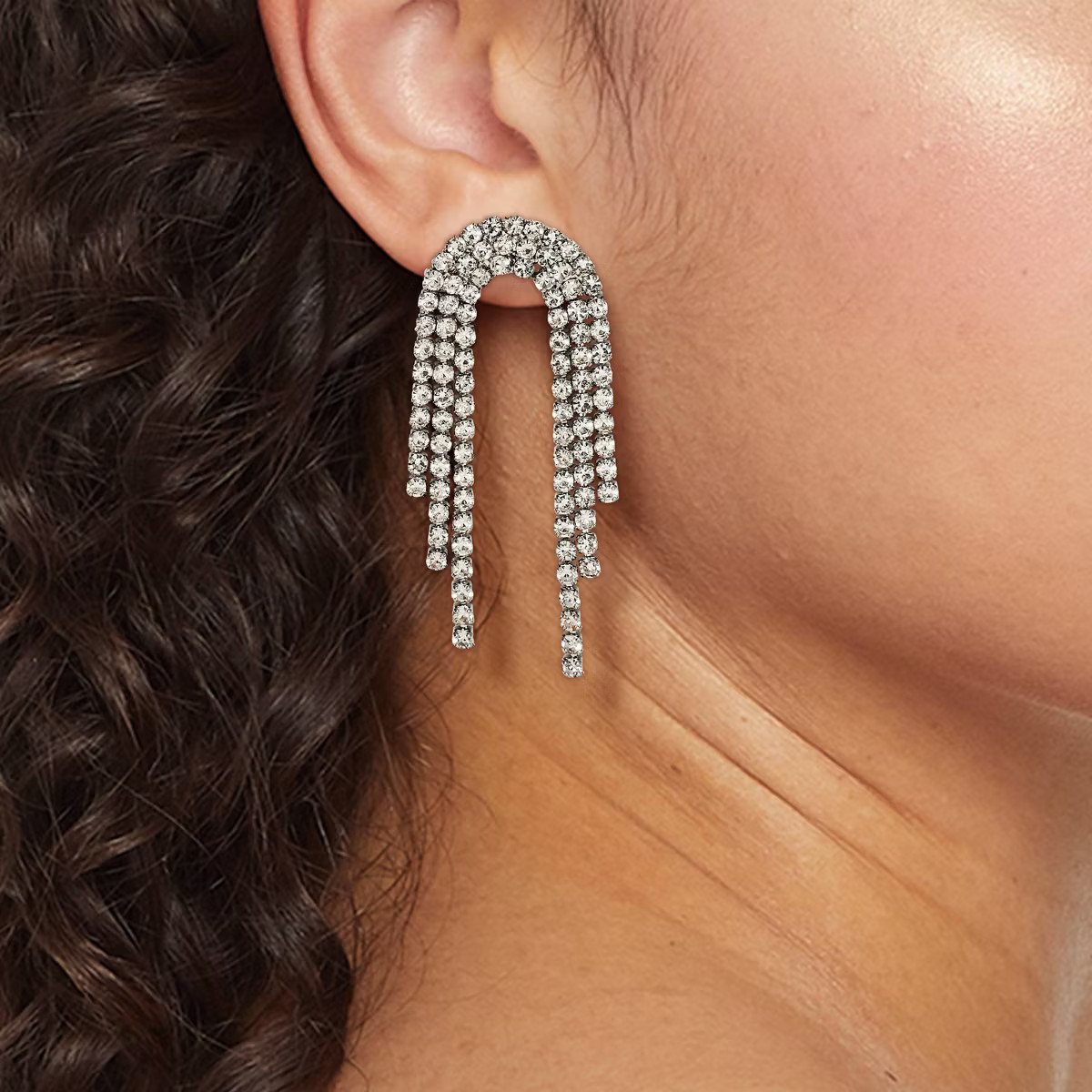 Rhinestone Chandelier Linear Earrings - A New Day™ Silver | Target