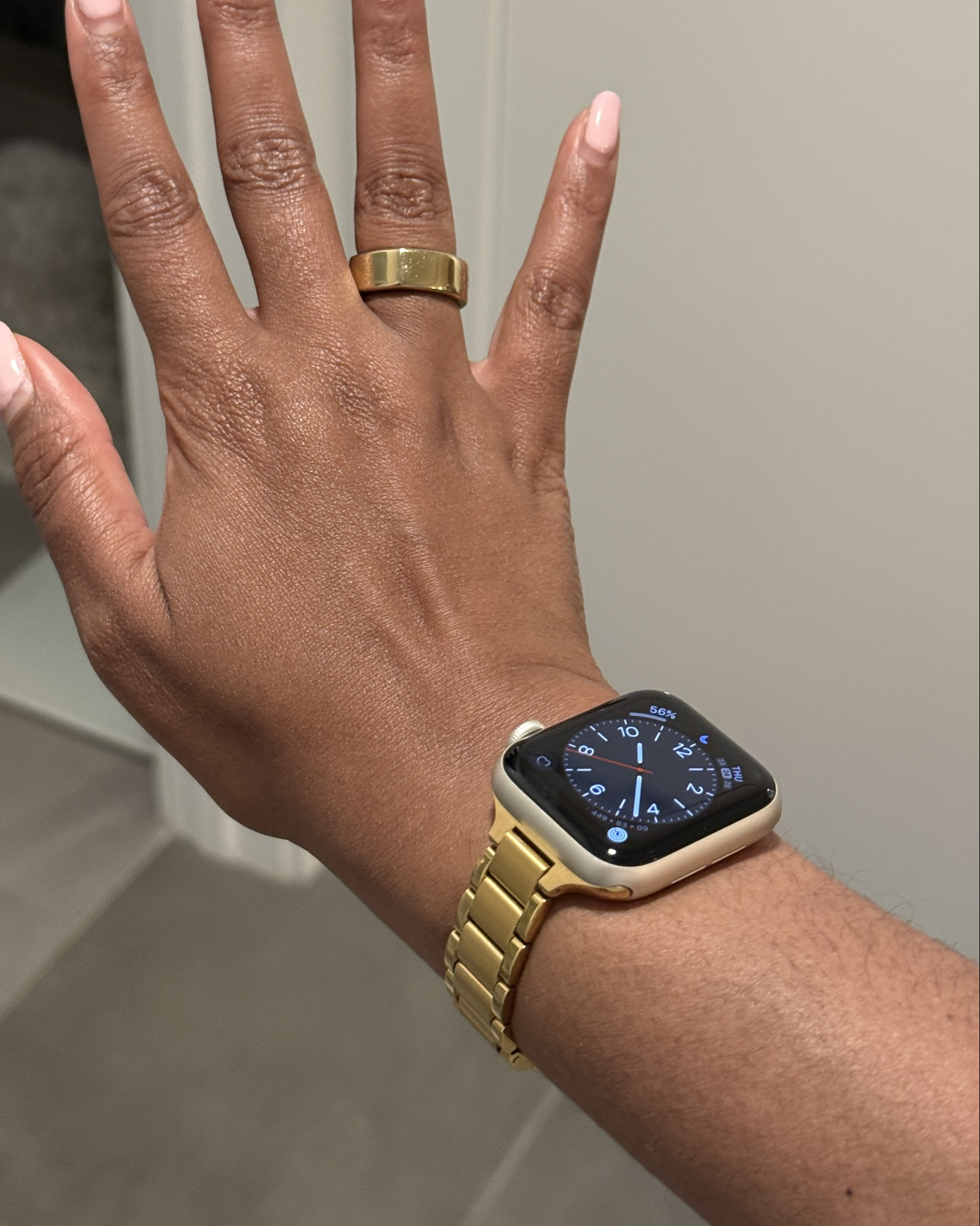 Stylish band for Apple Watch (gold)
This is one of the few gold bands that didn’t look cheap or too yellow. I get so many compliments on it and the links are adjustable. 

⌚️My watch details:
Apple Watch SE 2nd gen
40mm Aluminum 

The stainless steel band fits different sizes and the one i got can fit 38-42mm watches. But there are other colors and options too. 

#LTKStyleTip #LTKActive #LTKFindsUnder50