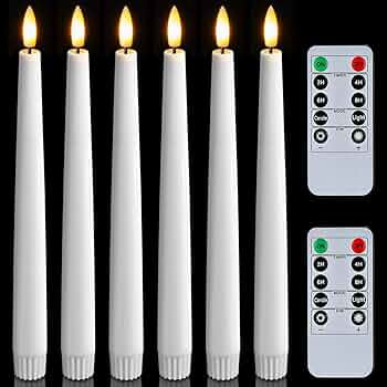 Homemory 6 Pcs Waxy Flameless Taper Candles with Remote, Led Flameless Candlesticks Classic Tall ... | Amazon (US)