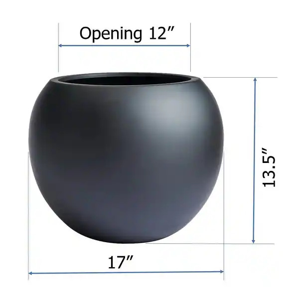 DreamPatio Riverside Fiberstone Modern Sphere Planter for Indoor/Outdoor - 17x17x13.5 - Black | Bed Bath & Beyond