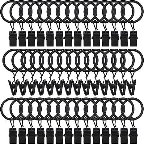 Topspeeder 42 Pack Curtain Rings with Clips Decorative Drapery Rustproof Vintage 1 Inch Interior ... | Amazon (US)