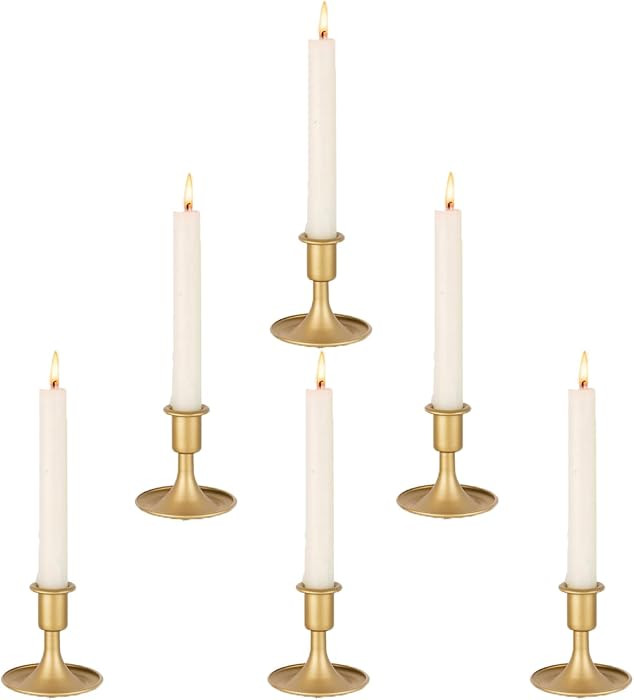 Candlestick Holders Taper Candle Holder 6Pcs Brass Gold Metal Vintage Short Stick Holders Set for... | Amazon (CA)