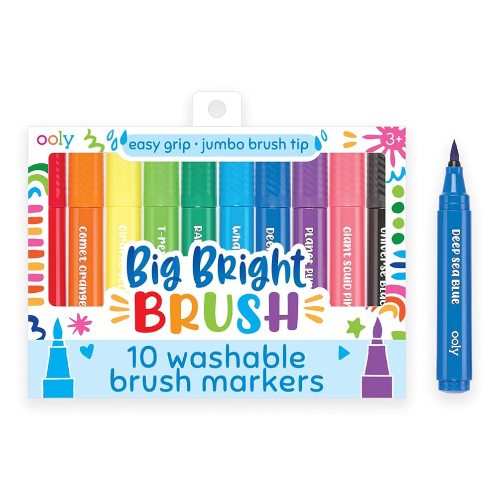 Ooly Thick Washable Toddler Markers with Jumbo Grip, Big Bright Brush Tip Markers for Toddlers wi... | Amazon (US)