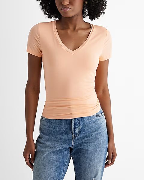 Supersoft Fitted V-neck Double Layer Tee | Express