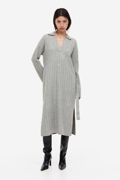 Rib-knit Dress with Collar | H&M (US + CA)