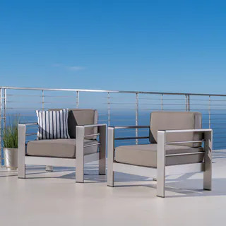 Cape Coral Outdoor Aluminum Club Chair with Cushions (Set of 2) by Christopher Knight Home | Bed Bath & Beyond