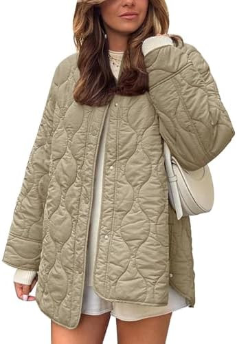 Flygo Women's Oversized Quilted Lightweight Jacket Button Down Puffer Padded Outerwear with Pocke... | Amazon (US)
