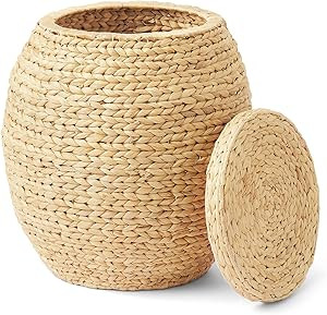 Artera Large Wicker Storage Baskets - Natural Multipurpose Barrel Storage Tub with Lid, Woven Wat... | Amazon (US)