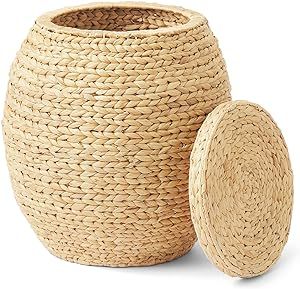 Artera Large Wicker Storage Baskets - Natural Multipurpose Barrel Storage Tub with Lid, Woven Wat... | Amazon (US)