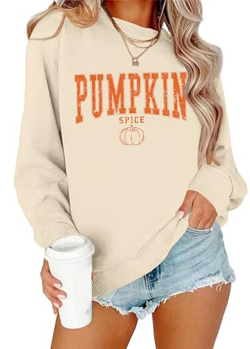 Thanksgiving Pumpkin Sweatshirts Womens Pumpkin Letter Graphic Sweater Fall Thankful Long Sleeve ... | Amazon (US)
