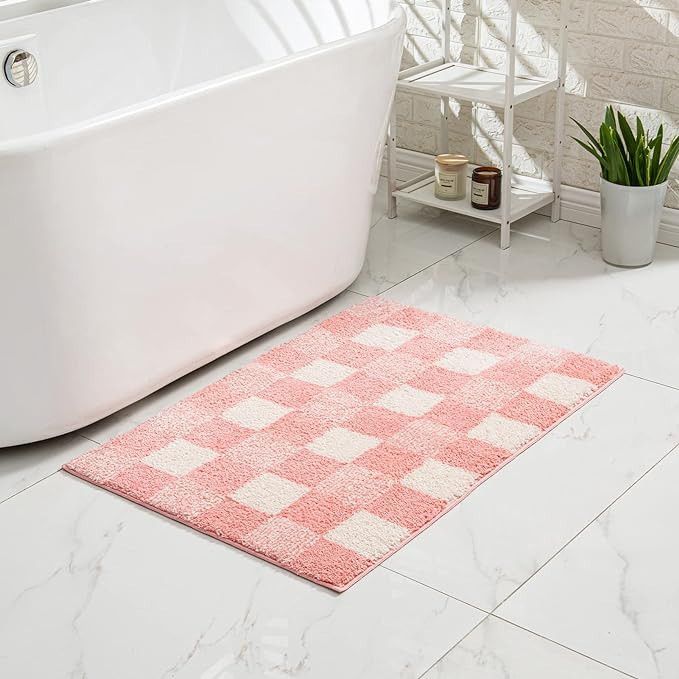 CozeCube Checkered Bath mats for Bathroom Non Slip, Plush Shaggy Bath Rugs for Bathroom Washable,... | Amazon (US)