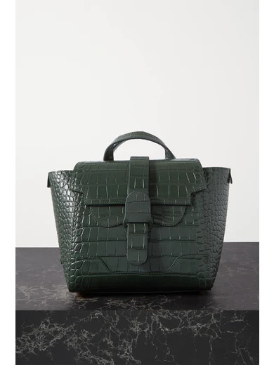 Senreve - Mini Maestra Convertible Croc-effect Leather Shoulder Bag - Dark green | NET-A-PORTER (US)