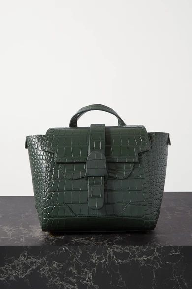 Senreve - Mini Maestra Convertible Croc-effect Leather Shoulder Bag - Dark green | NET-A-PORTER (US)