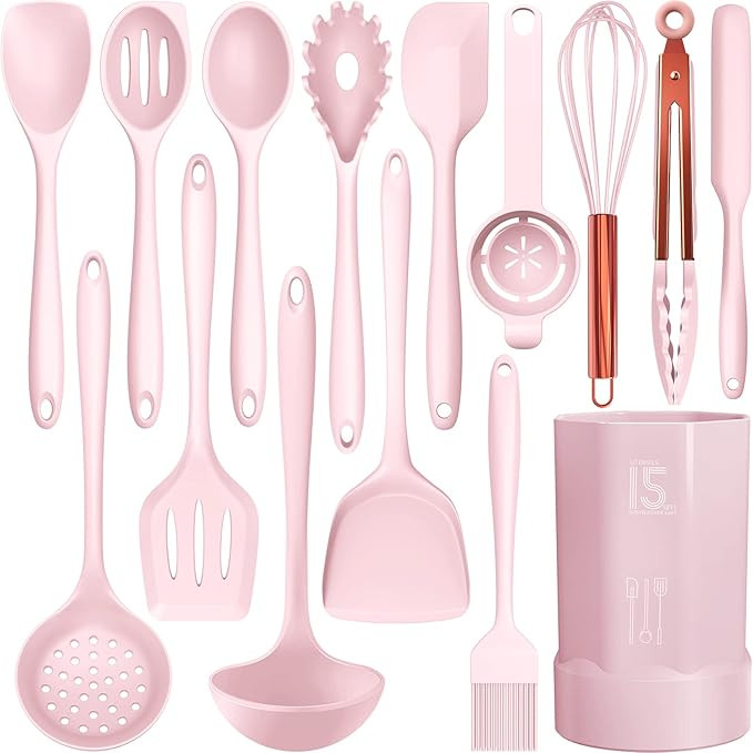 Silicone Cooking Utensils Set - 446°F Heat Resistant Kitchen Utensils,Turner Tongs,Spatula,Spoon... | Amazon (US)