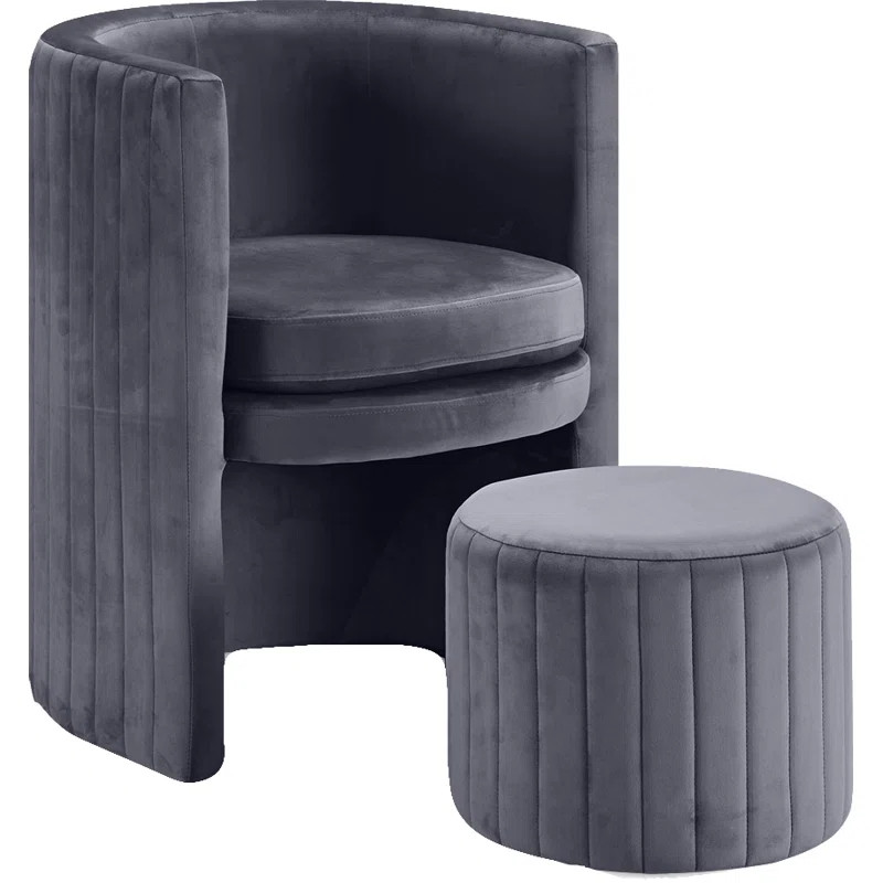 Amilliona Velvet Accent Chair with Ottoman | Wayfair North America