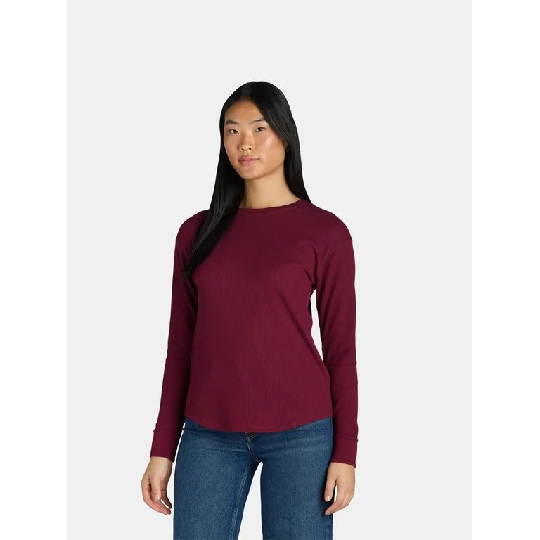 Time and Tru Women’s Essential Thermal T-Shirt with Long Sleeves, Sizes XS-XXXL | Walmart (US)