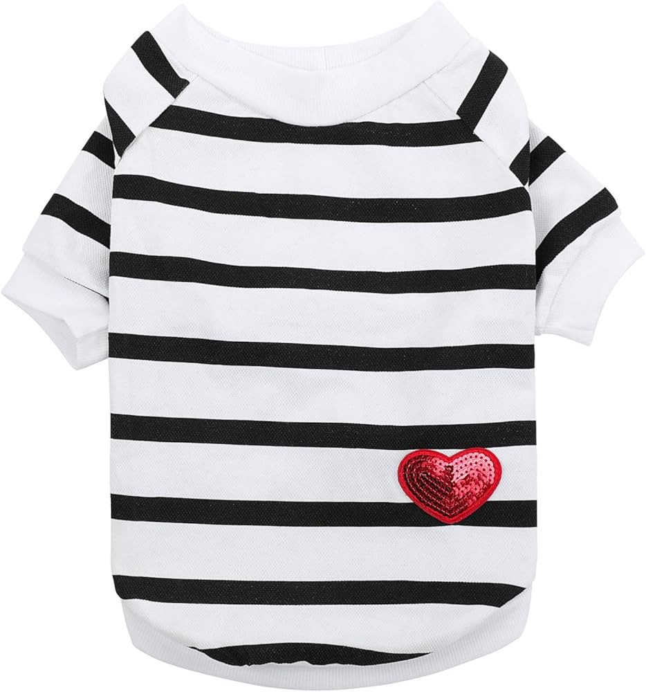 Queenmore Dog Cotton Shirt, Striped Dog T-Shirt, Long Sleeve Puppy Clothes for Small Medium Dogs ... | Amazon (US)