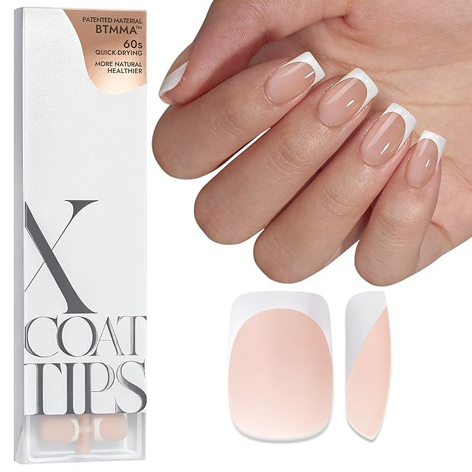 BTArtboxnails XCOATTIPS French Tip Nails - Short Press On Nails, 160 Pcs Nude Square Soft Gel Nai... | Amazon (US)