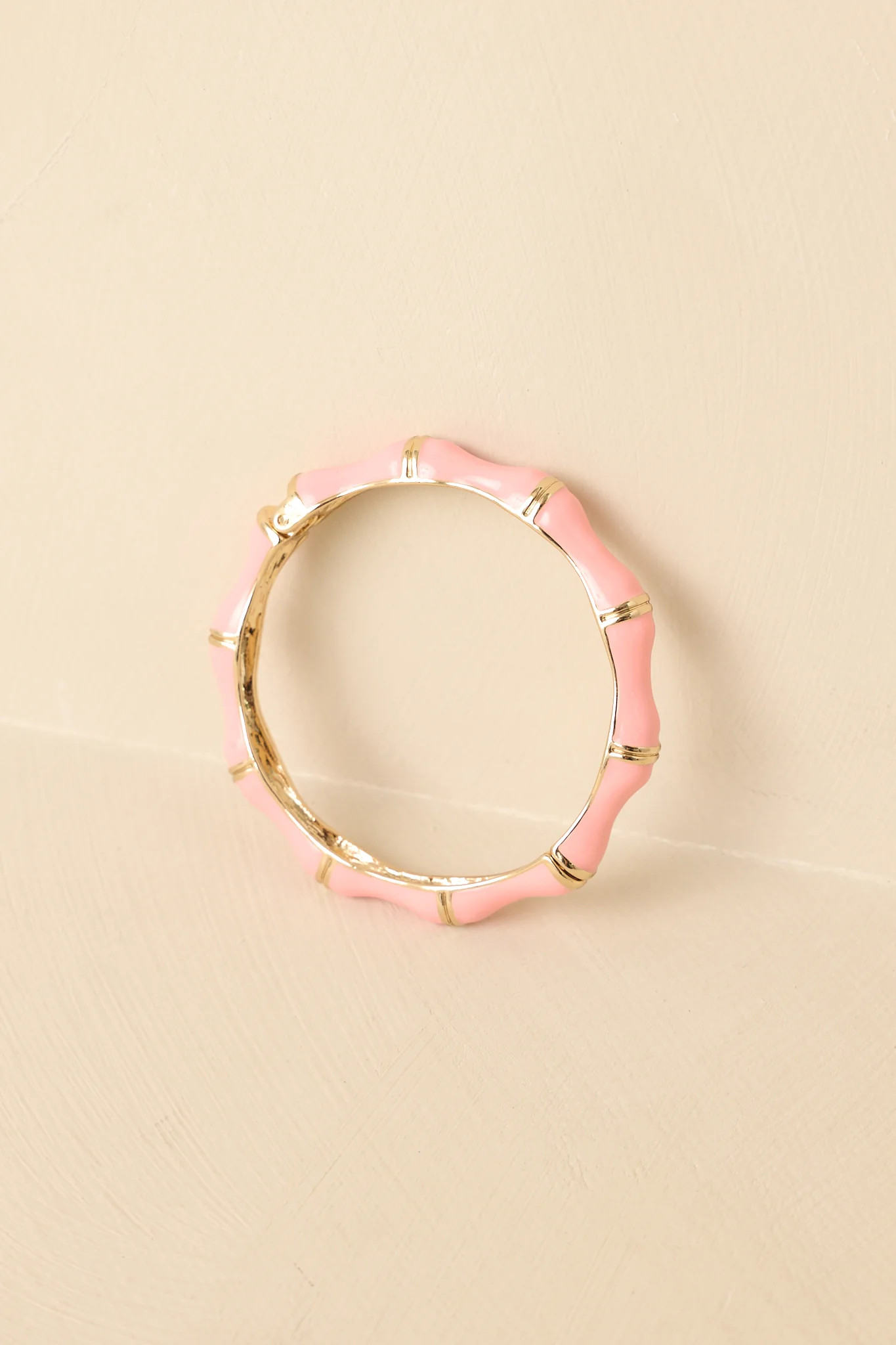 Pretty Put Together Pink Bamboo Bangle Bracelet | Red Dress