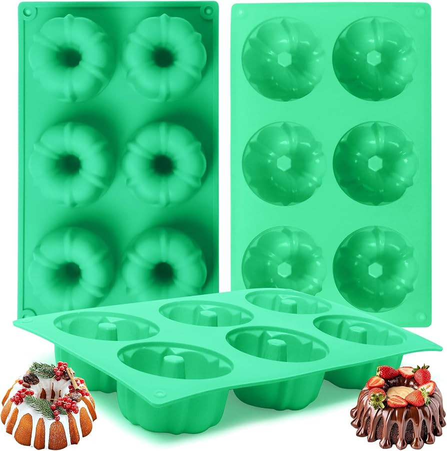 3Pcs Mini Bundt Cake Pan Silicone Original Bundt Pan, 6Cavity Mini Heritage Bundtlette Cake Silic... | Amazon (US)