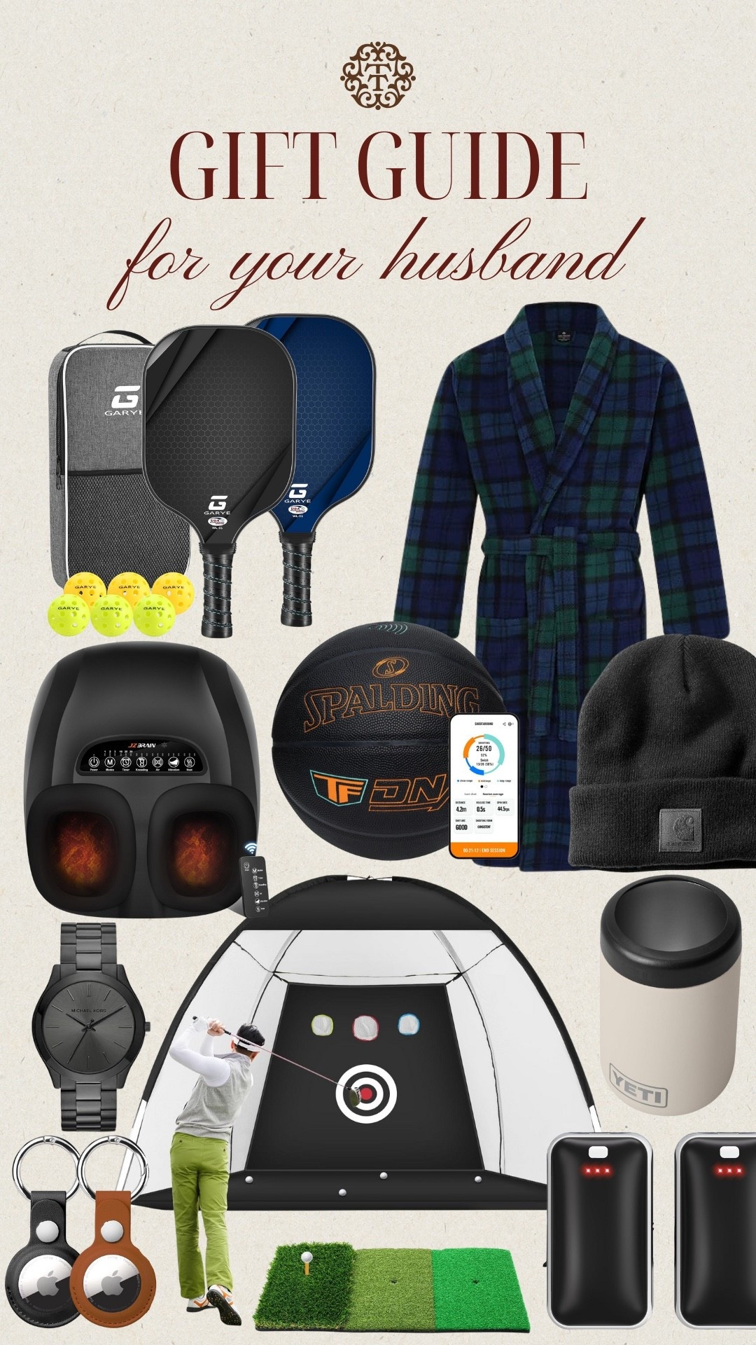 A gift guide for your husband! Think everyday essentials like a new robe, a Yeti cup for his morning coffee, and AirTag cases to keep everything organized. If you want to lean into something a little more luxe, the golf net, the DNA Smart basketball, and a Michael Kors watch are all standout picks.

#LTKHoliday #LTKGiftGuide #LTKSeasonal