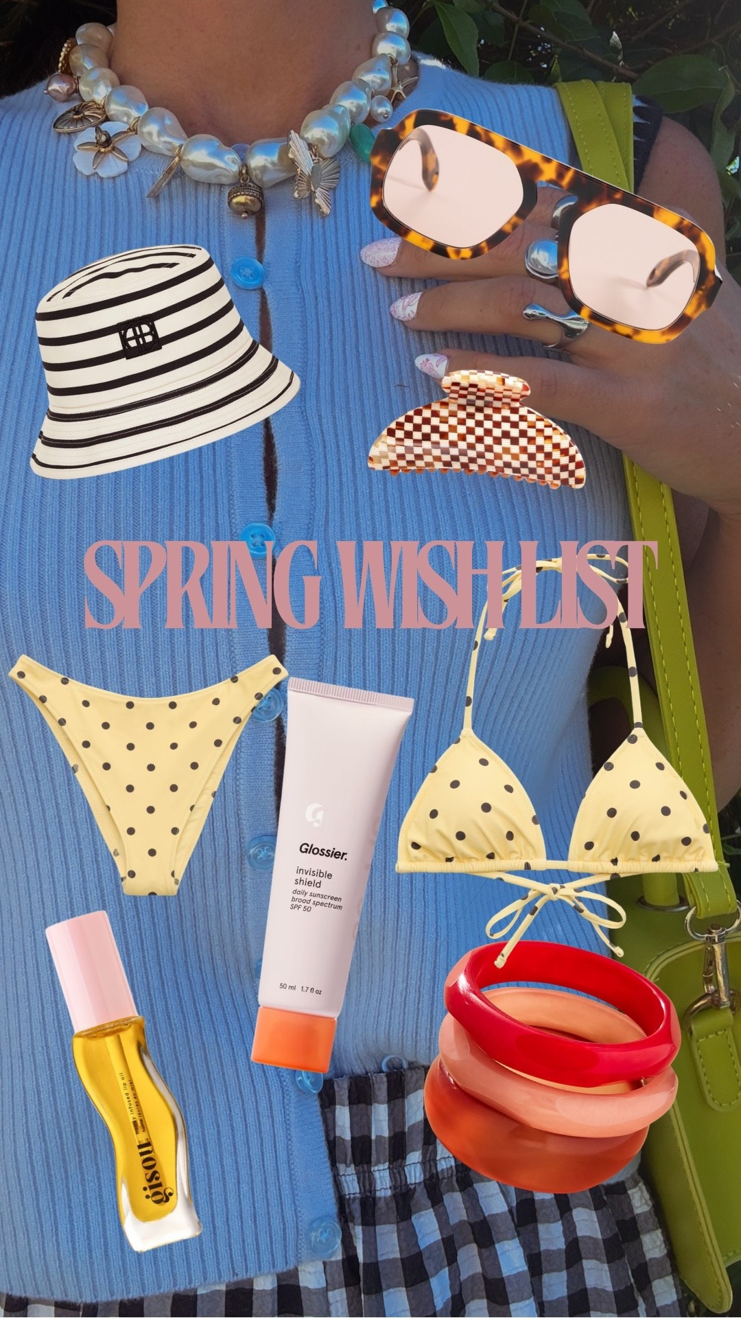 SPRING WISH LIST 🌺👙💄 | swimwear | makeup | beauty | bangles | sunglasses | bucket hat | sunscreen | accessories | spring outfit | summer | GRWM | OOTD | casual outfit | in my bag 

#LTKSwim #LTKBeauty #LTKgrwm