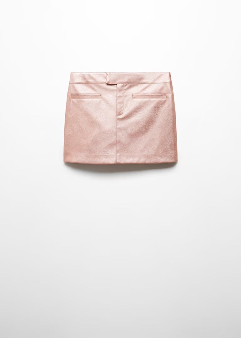 Metallic leather-effect mini-skirt -  Women | Mango USA | MANGO (US)