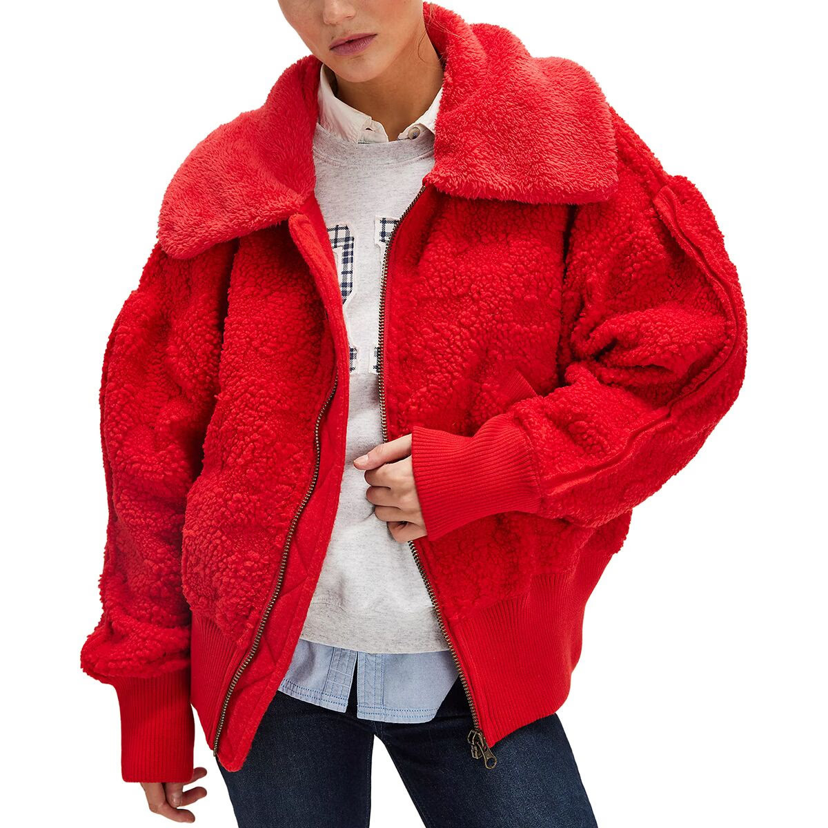 Free People Cozy Up Cardi - Women's High Risk Red, L | Backcountry