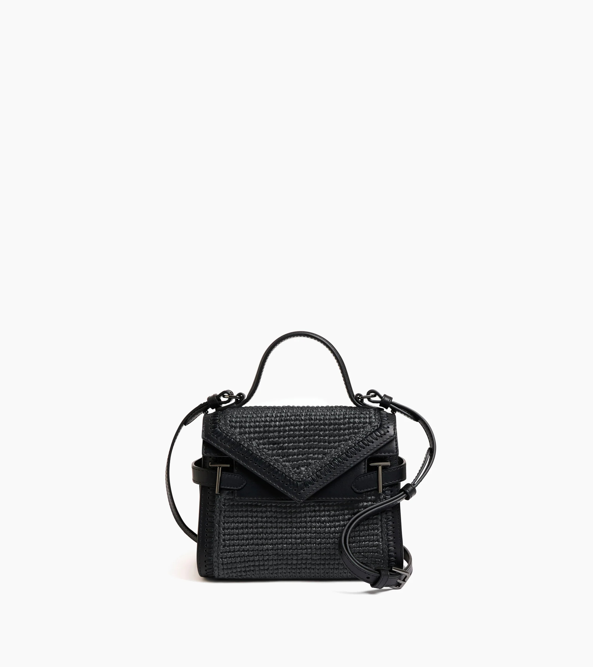 Emilie small handbag in raffia effect and smooth leather | Le Tanneur